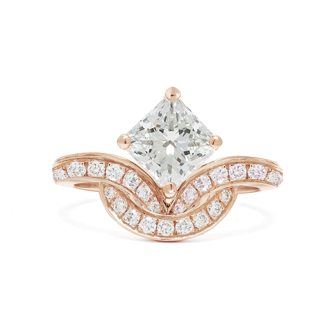 Bague Emblème 1ct Princesse pavée - Or rose 18k - diamant éthique - Loyale Paris