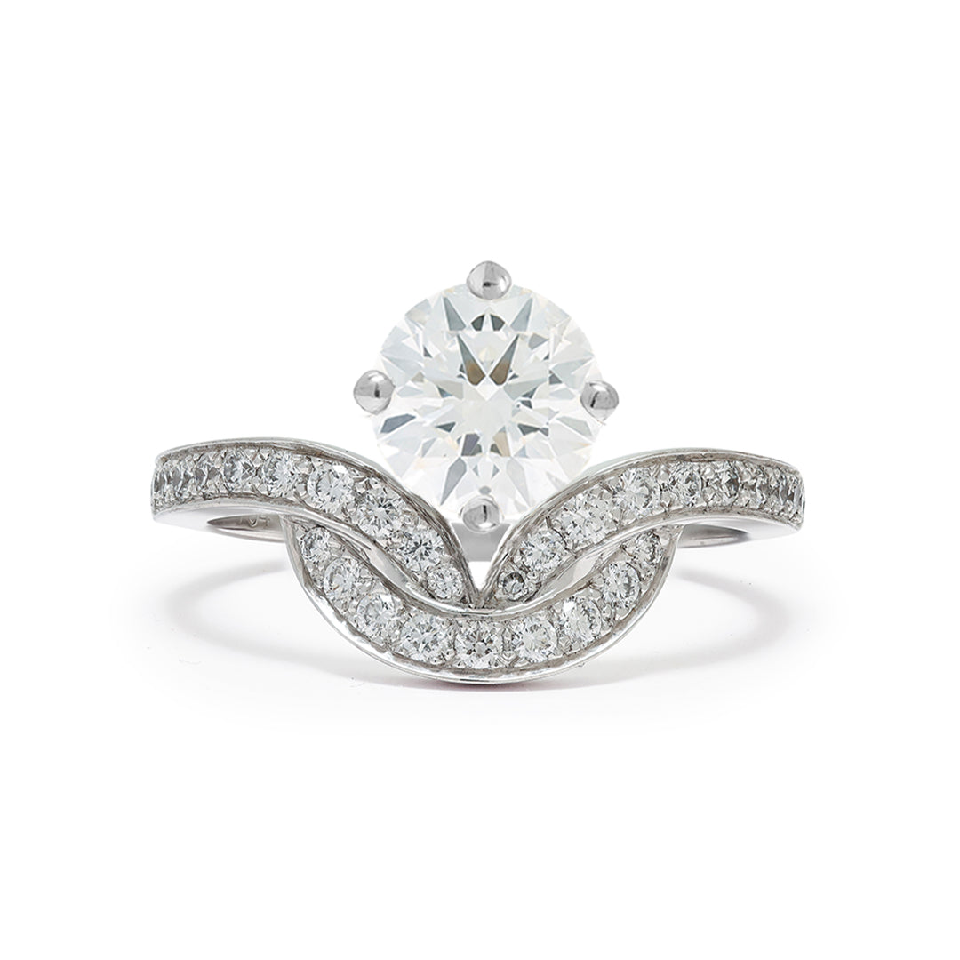 Bague Emblème 1ct pavée - Or blanc 18k - diamant éthique - Loyale Paris