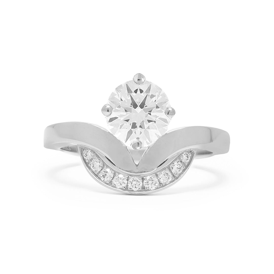 Bague Emblème 1ct semi-pavée - Or blanc 18k - diamant éthique - Loyale Paris
