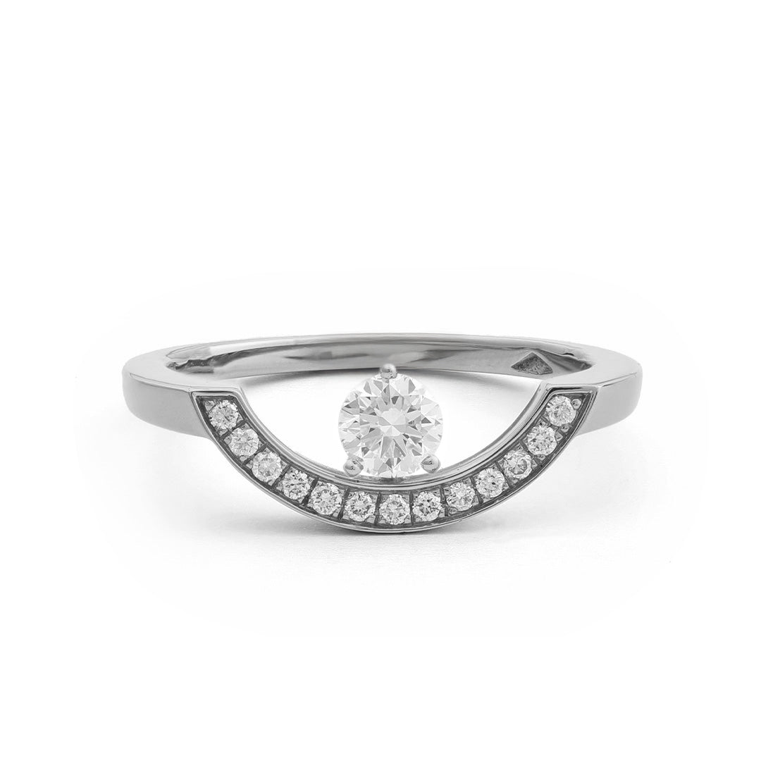 Bague Intrépide grand arc 0.25ct pavée - Or blanc 18k - diamant éthique - Loyale Paris