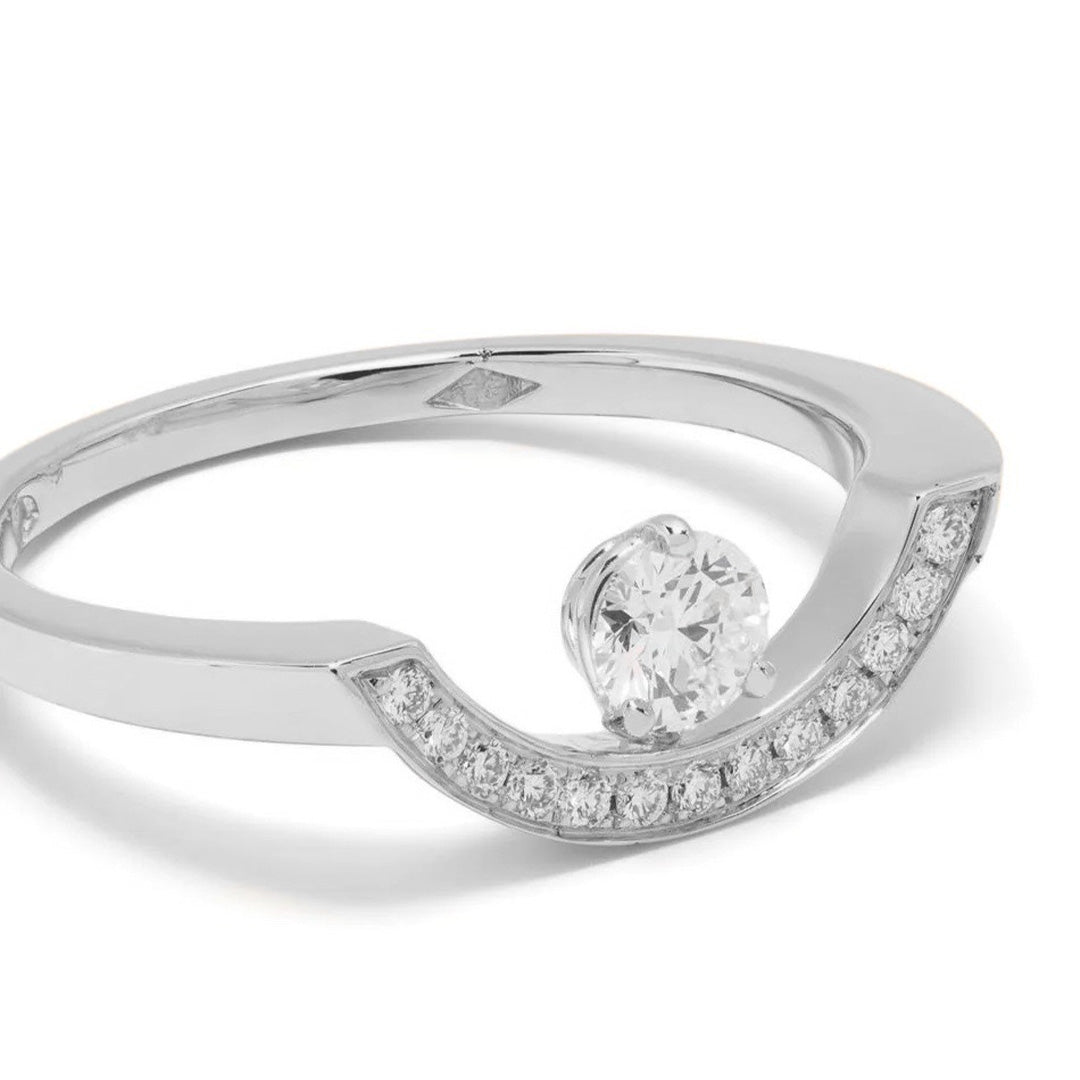Bague Intrépide grand arc 0.25ct pavée - Or blanc 18k - diamant éthique - Loyale Paris