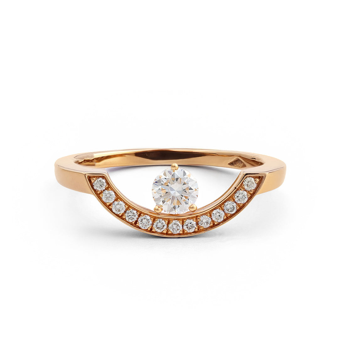 Bague Intrépide grand arc 0.25ct pavée - Or rose 18k - diamant éthique - Loyale Paris