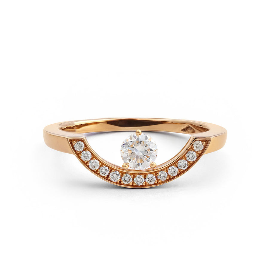 Bague Intrépide grand arc 0.25ct pavée - Or rose 18k - diamant éthique - Loyale Paris