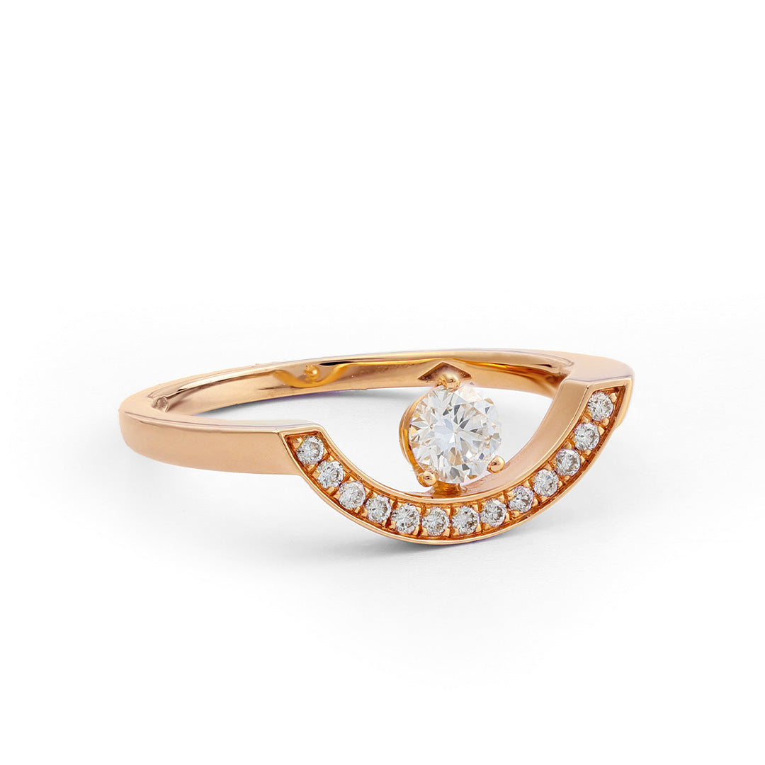 Bague Intrépide grand arc 0.25ct pavée - Or rose 18k - diamant éthique - Loyale Paris