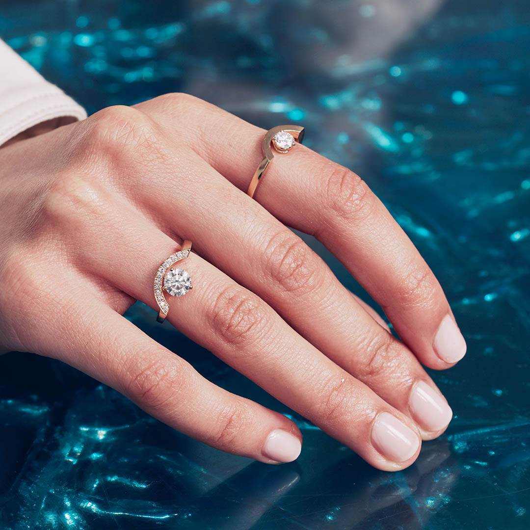 Bague Intrépide grand arc 0.5ct - Or rose 18k - diamant éthique - Loyale Paris