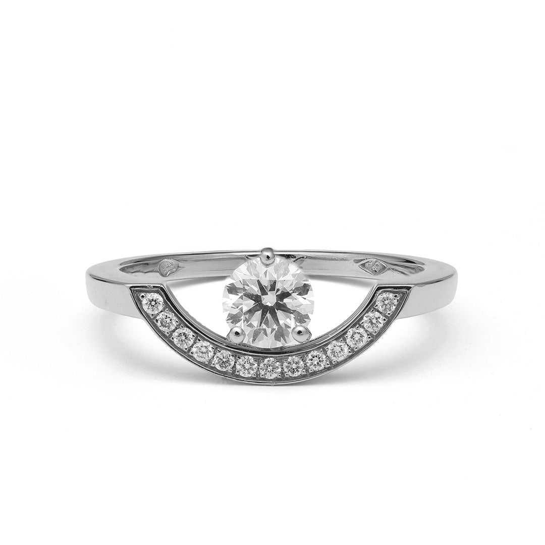 Bague Intrépide grand arc 0.5ct pavée - Or blanc 18k - diamant éthique - Loyale Paris