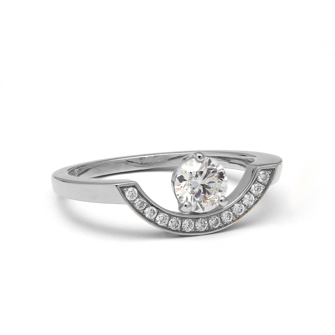 Bague Intrépide grand arc 0.5ct pavée - Or blanc 18k - diamant éthique - Loyale Paris