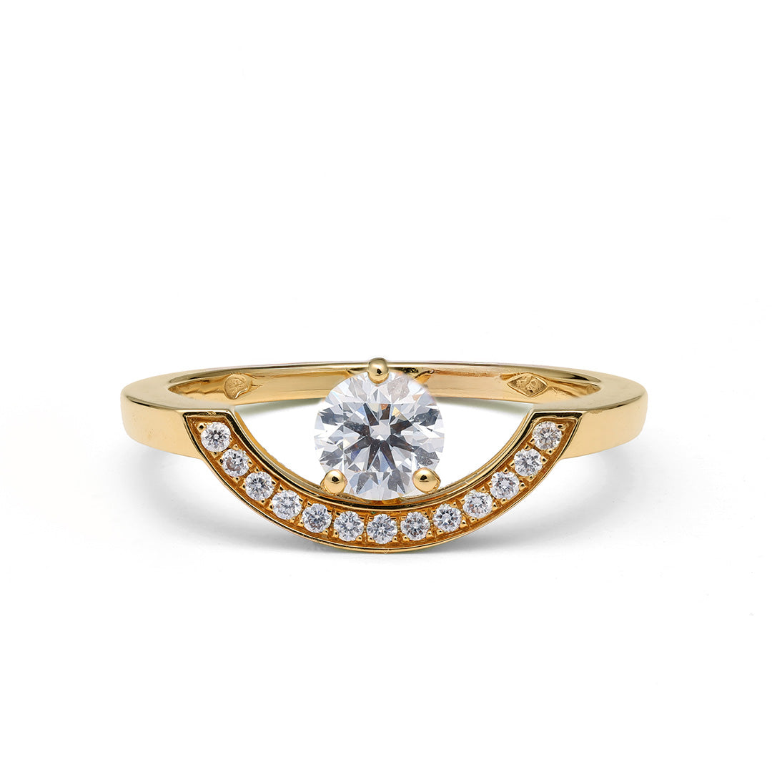 Bague Intrépide grand arc 0.5ct pavée - Or jaune 18k - diamant éthique - Loyale Paris