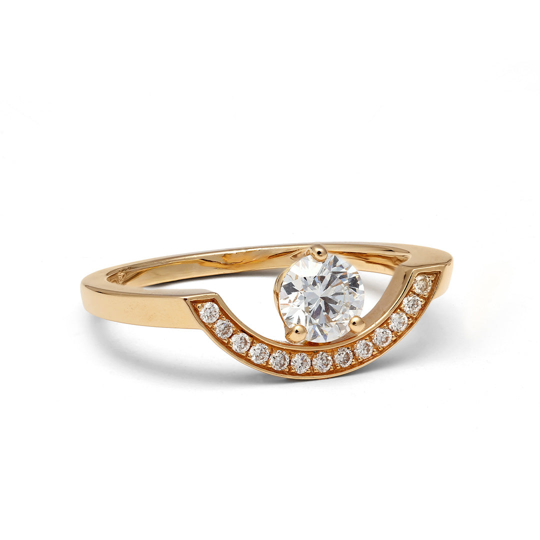 Bague Intrépide grand arc 0.5ct pavée - Or jaune 18k - diamant éthique - Loyale Paris