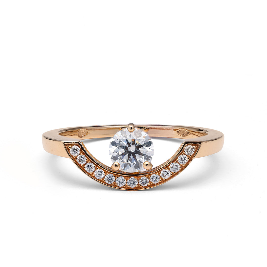 Bague Intrépide grand arc 0.5ct pavée - Or rose 18k - diamant éthique - Loyale Paris