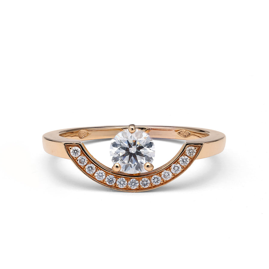 Bague Intrépide grand arc 0.5ct pavée - Or rose 18k - diamant éthique - Loyale Paris