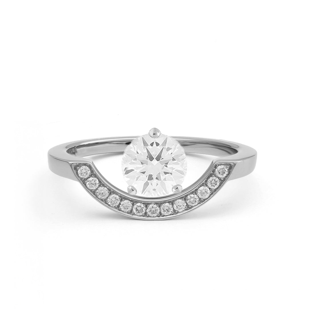 Bague Intrépide grand arc 1.5ct pavée - Or blanc 18k - diamant éthique - Loyale Paris