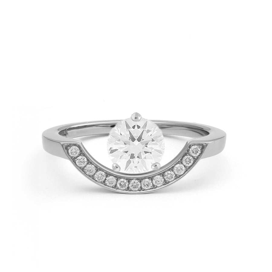 Bague Intrépide grand arc 1.5ct pavée - Or blanc 18k - diamant éthique - Loyale Paris