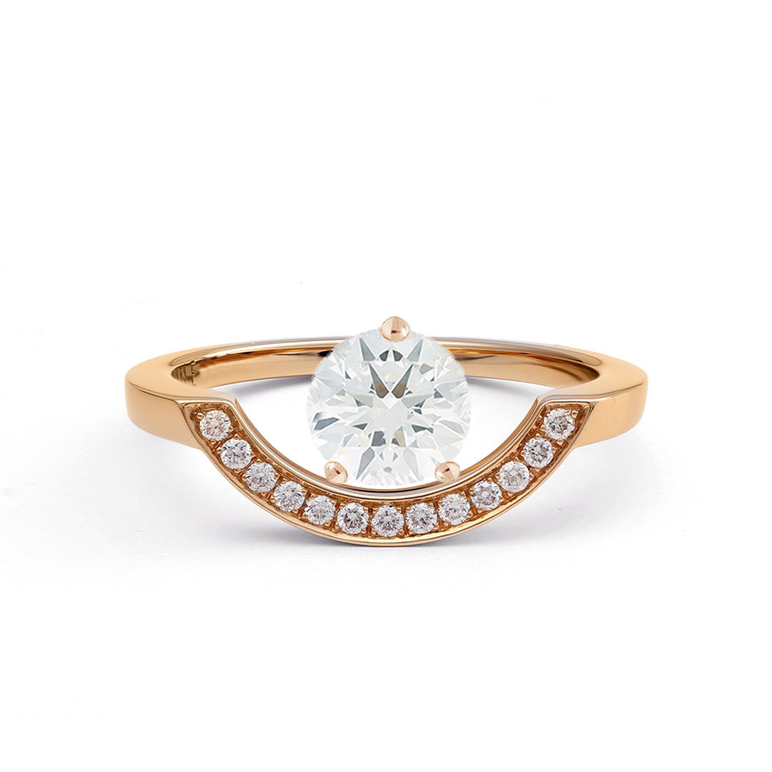 Bague Intrépide grand arc 1.5ct pavée - Or rose 18k - diamant éthique - Loyale Paris