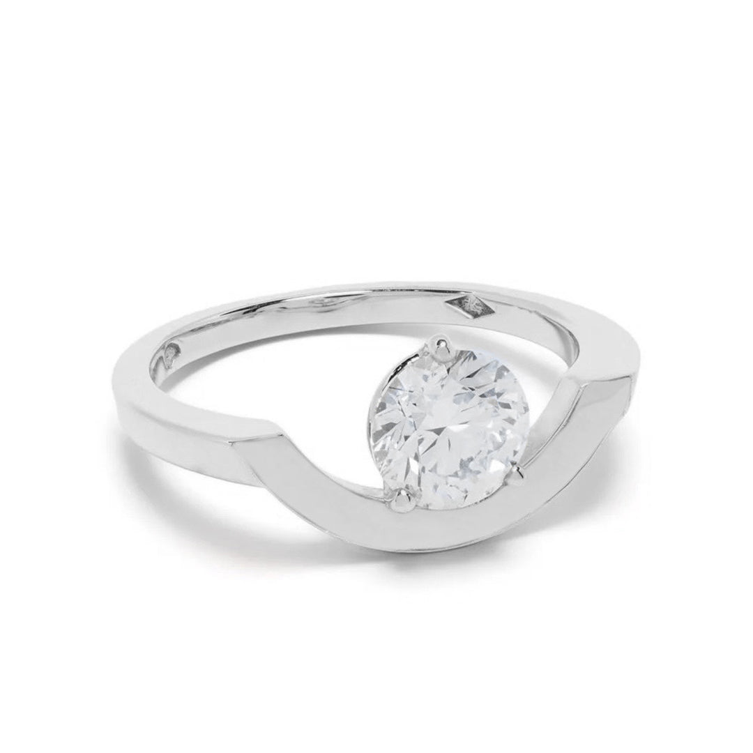 Bague Intrépide grand arc 1.5ct pavée - Or blanc 18k - diamant éthique - Loyale Paris