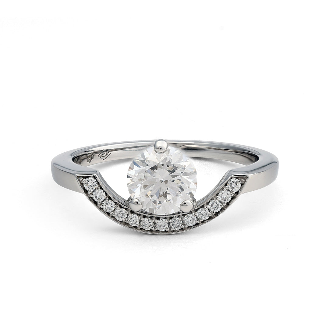 Bague Intrépide grand arc 1ct pavée - Or blanc 18k - diamant éthique - Loyale Paris