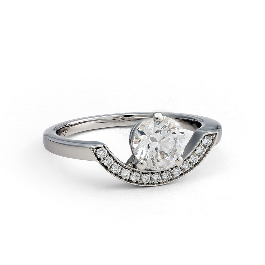 Bague Intrépide grand arc 1ct pavée - Or blanc 18k - diamant éthique - Loyale Paris