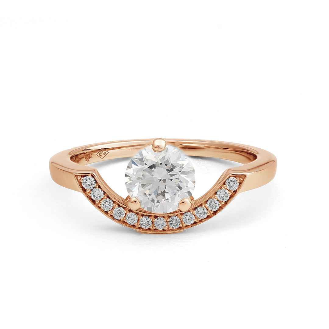 Bague Intrépide grand arc 1ct pavée - Or rose 18k - diamant éthique - Loyale Paris