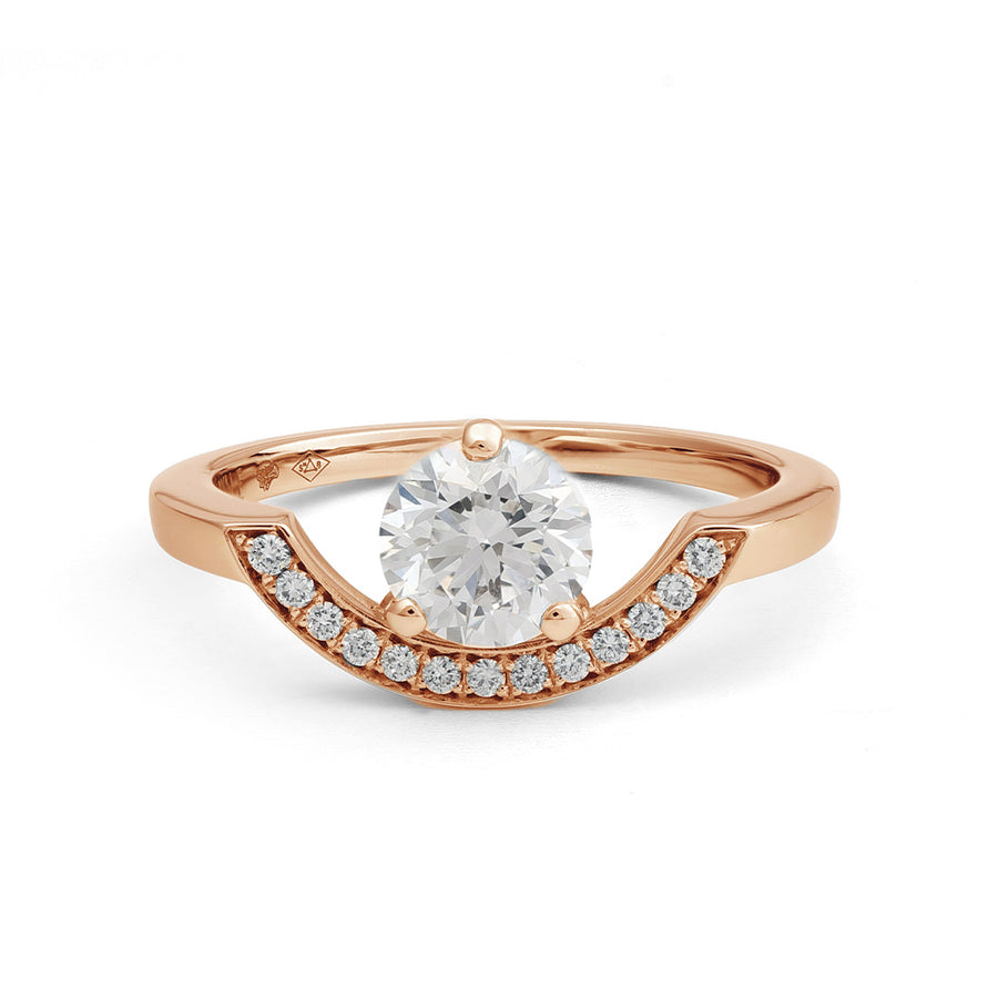 Bague Intrépide grand arc 1ct pavée - Or rose 18k - diamant éthique - Loyale Paris