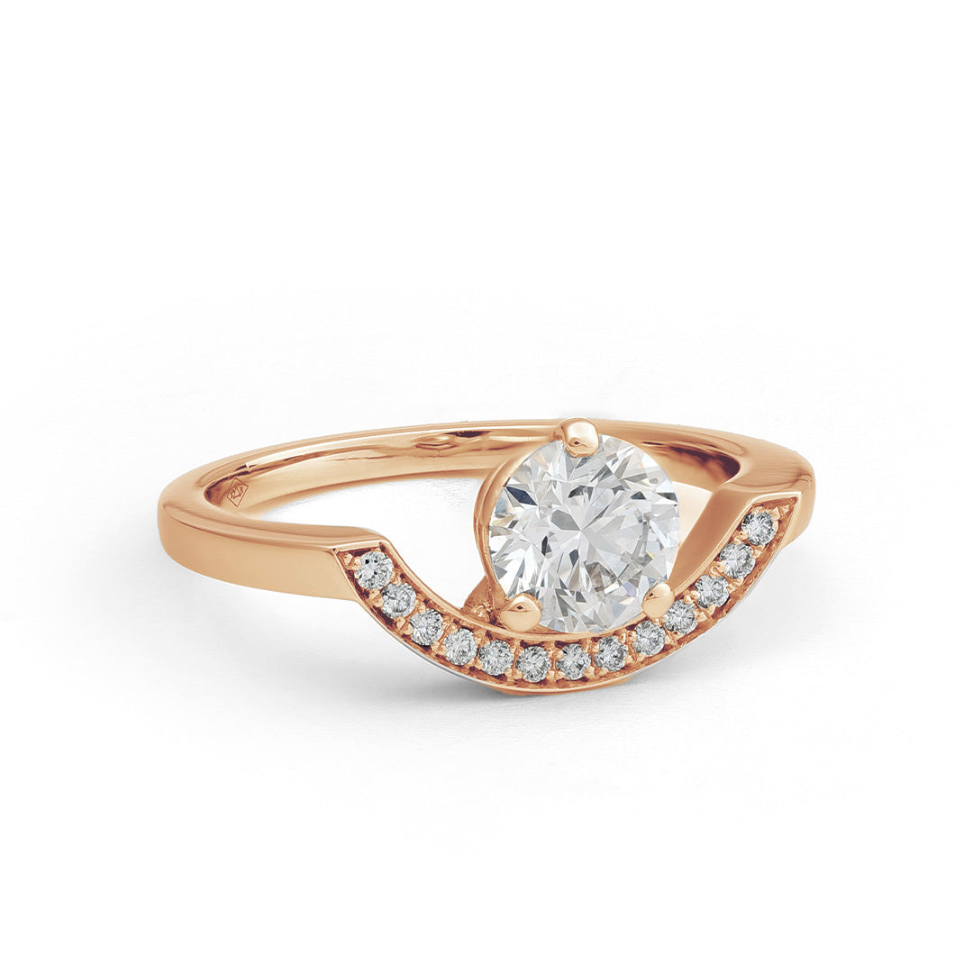 Bague Intrépide grand arc 1ct pavée - Or rose 18k - diamant éthique - Loyale Paris