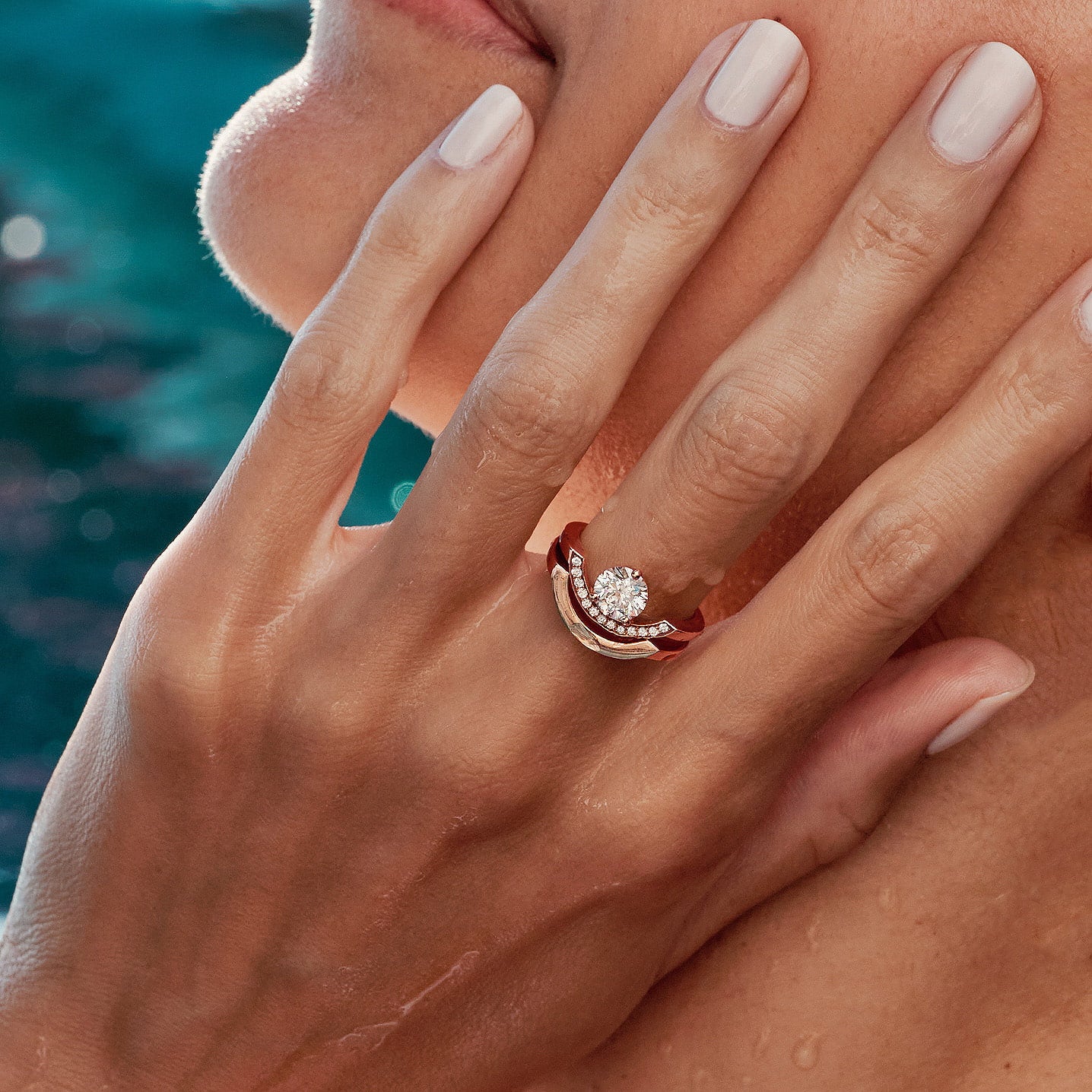 Bague Intrépide grand arc 1ct pavée - Or rose 18k - diamant éthique - Loyale Paris