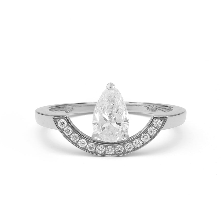 Bague Intrépide grand arc Poire 0.7ct pavée - Or blanc 18k - diamant éthique - Loyale Paris