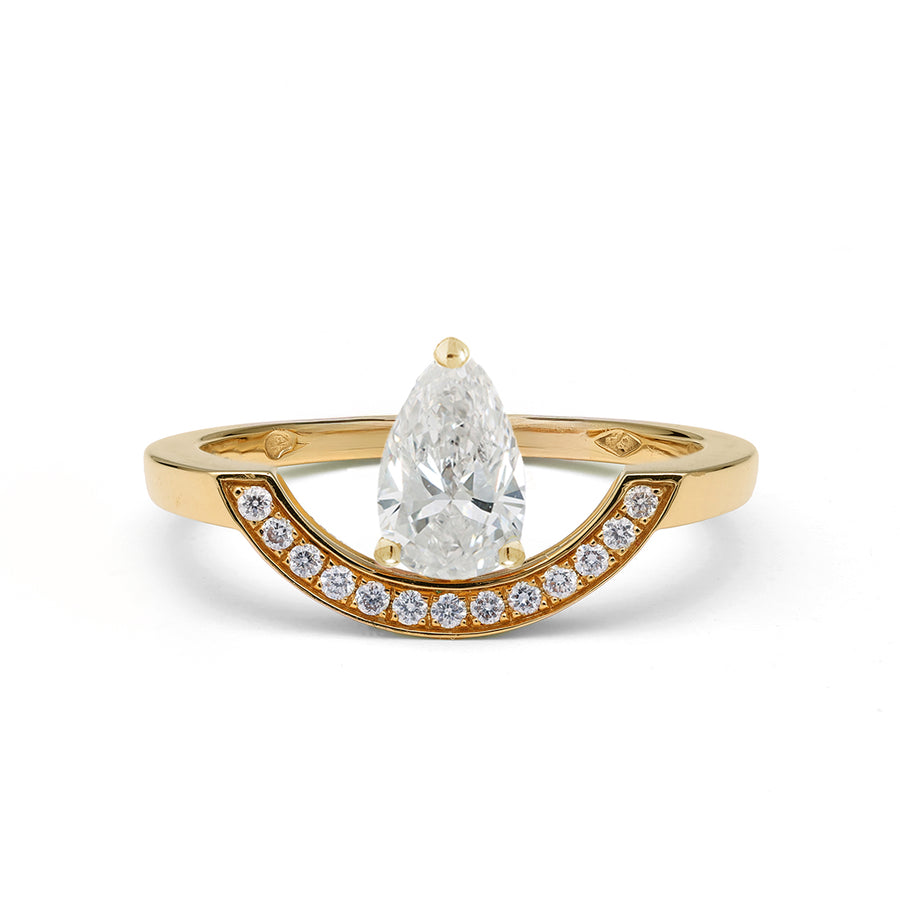 Bague Intrépide grand arc Poire 0.7ct pavée - Or jaune 18k - diamant éthique - Loyale Paris