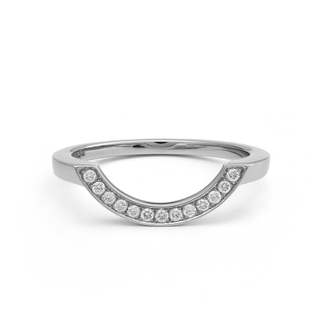 Bague Intrépide grand arc pavée - Or blanc 18k - diamant éthique - Loyale Paris