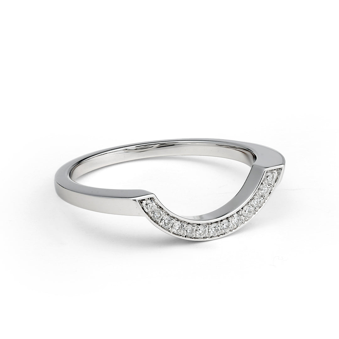 Bague Intrépide grand arc pavée - Or blanc 18k - diamant éthique - Loyale Paris