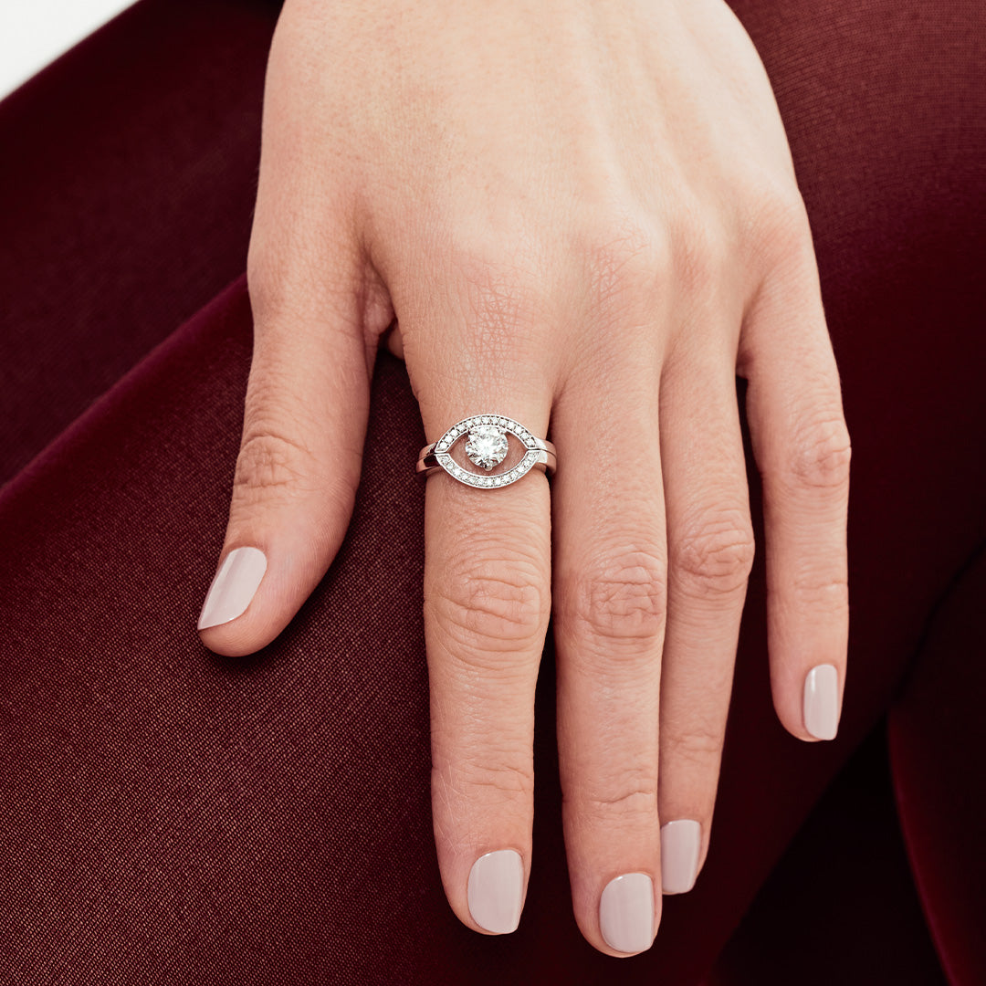 Bague Intrépide grand arc pavée - Or blanc 18k - diamant éthique - Loyale Paris