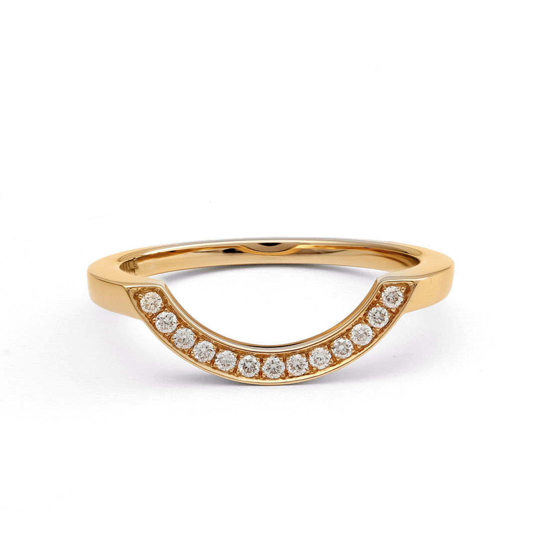 Bague Intrépide grand arc pavée - Or jaune 18k - diamant éthique - Loyale Paris