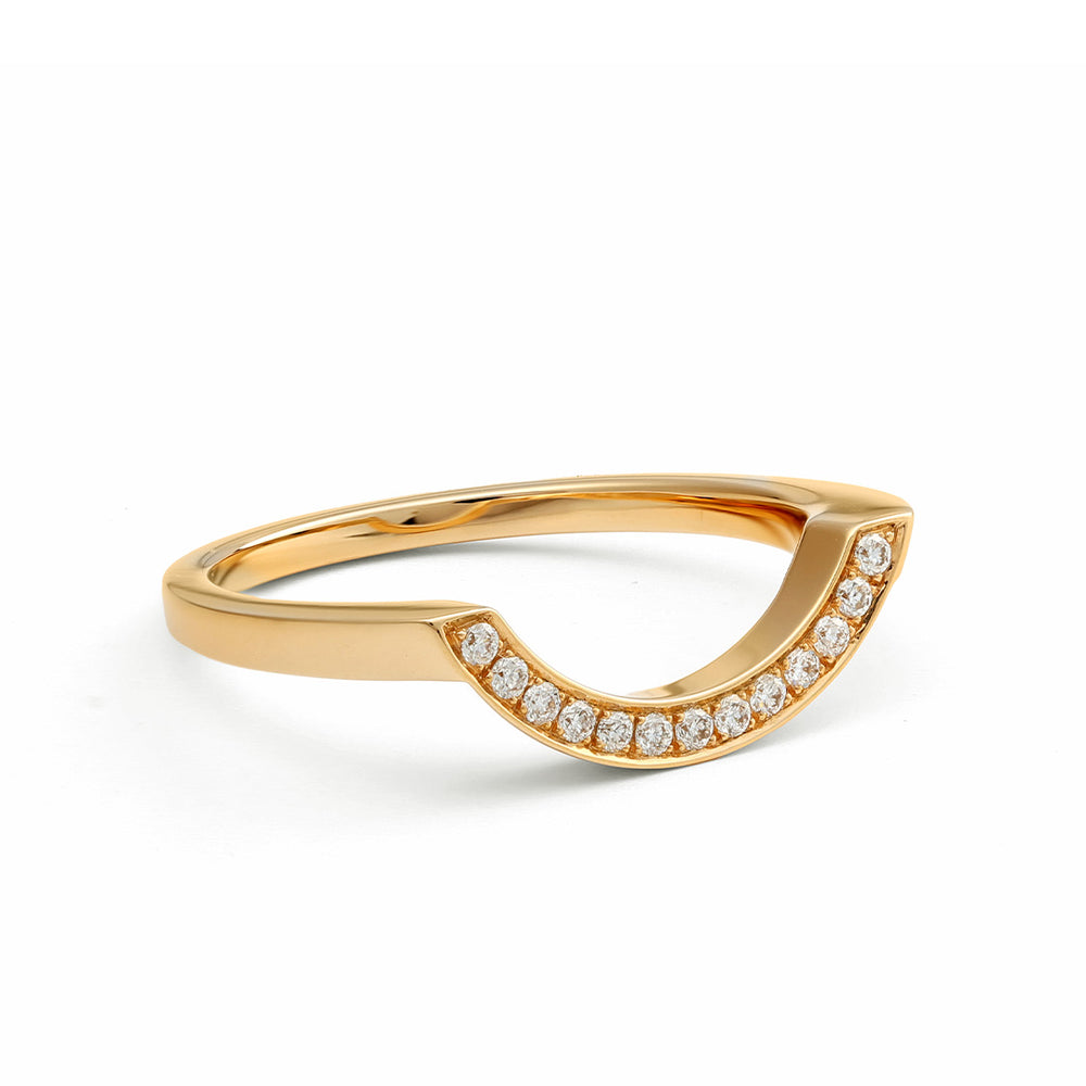 Bague Intrépide grand arc pavée - Or jaune 18k - diamant éthique - Loyale Paris