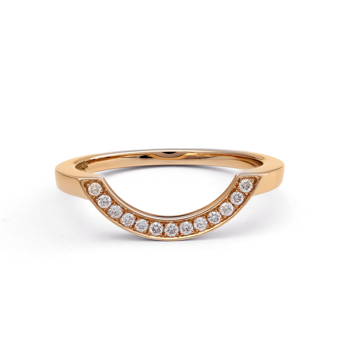 Bague Intrépide grand arc pavée - Or rose 18k - diamant éthique - Loyale Paris