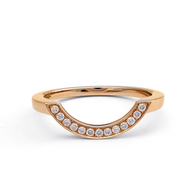 Bague Intrépide grand arc pavée - Or rose 18k - diamant éthique - Loyale Paris