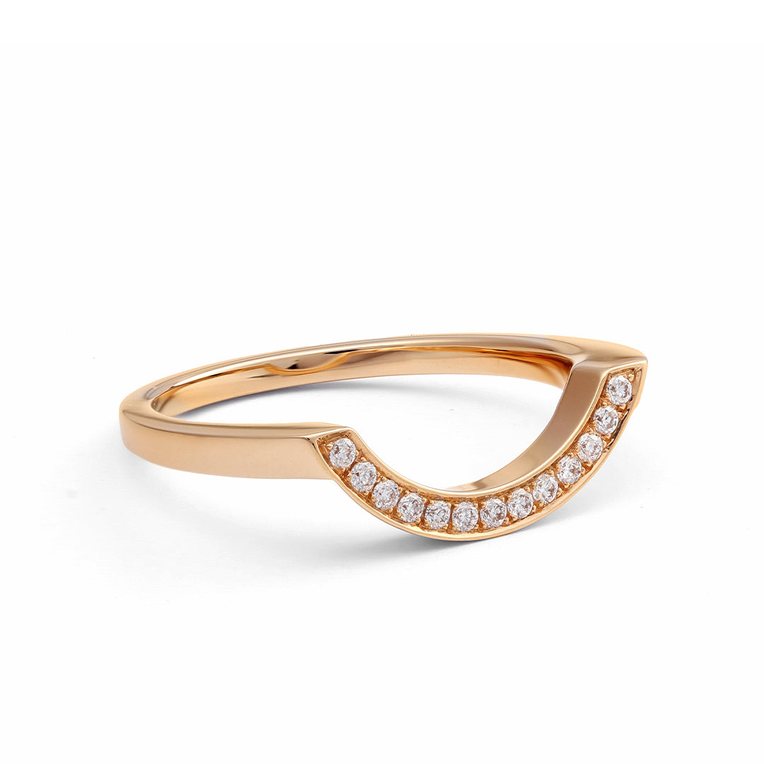 Bague Intrépide grand arc pavée - Or rose 18k - diamant éthique - Loyale Paris