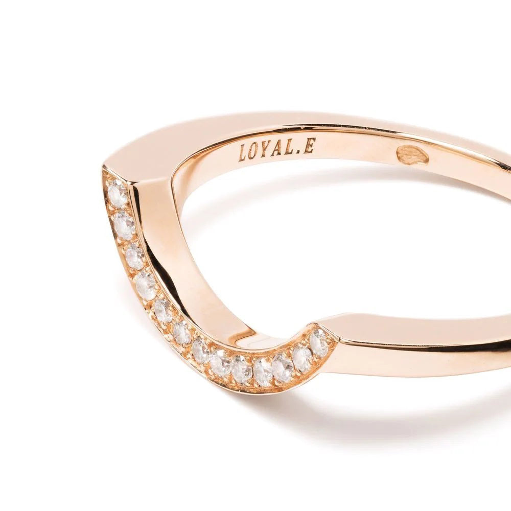 Bague Intrépide grand arc pavée - Or rose 18k - diamant éthique - Loyale Paris