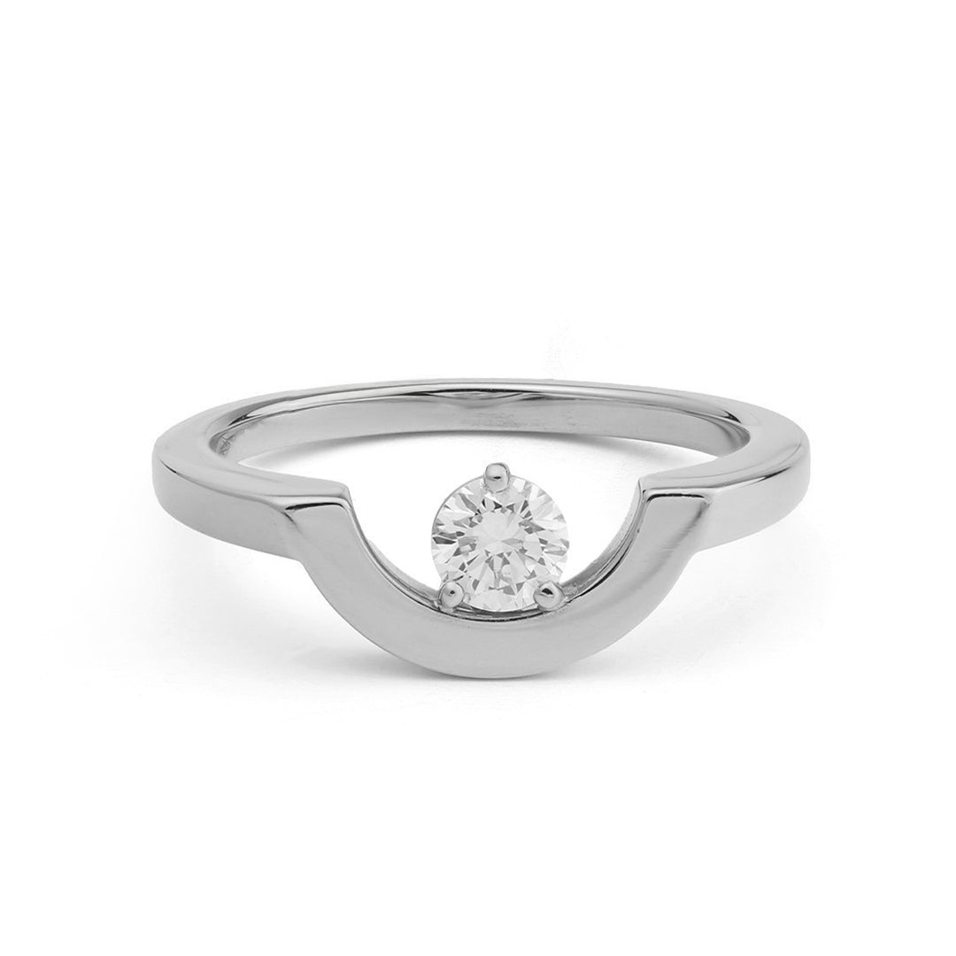 Bague Intrépide petit arc 0.25ct - Or blanc 18k - diamant éthique - Loyale Paris