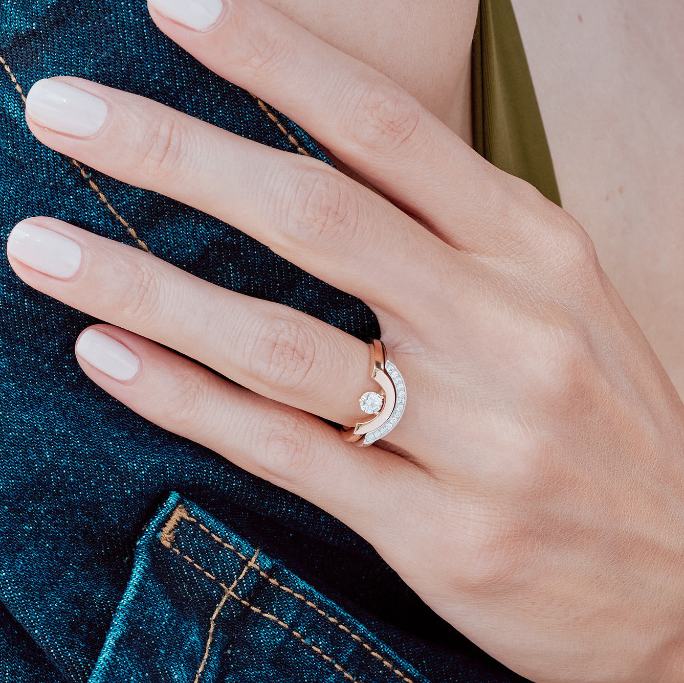 Bague Intrépide petit arc 0.25ct - Or blanc 18k - diamant éthique - Loyale Paris