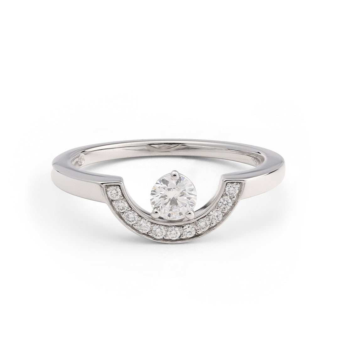 Bague Intrépide petit arc 0.25ct pavée - Or blanc 18k - diamant éthique - Loyale Paris