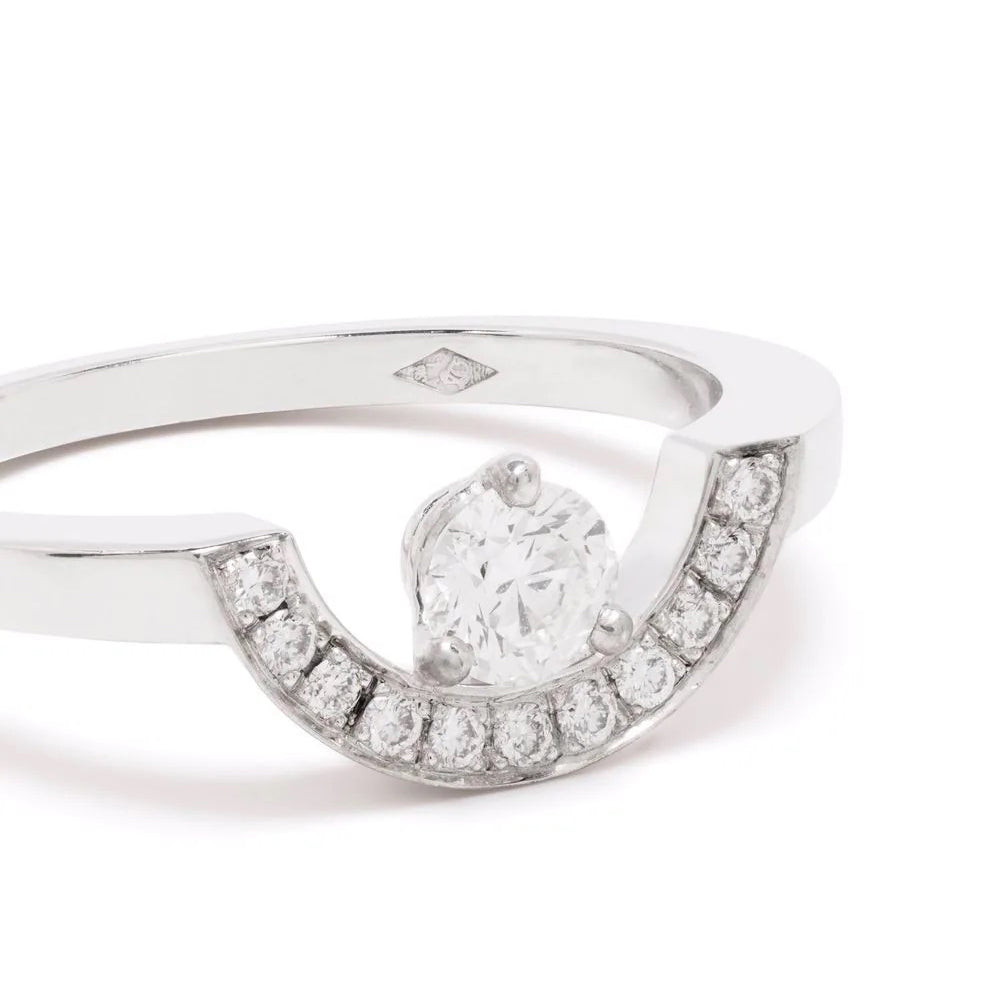 Bague Intrépide petit arc 0.25ct pavée - Or blanc 18k - diamant éthique - Loyale Paris