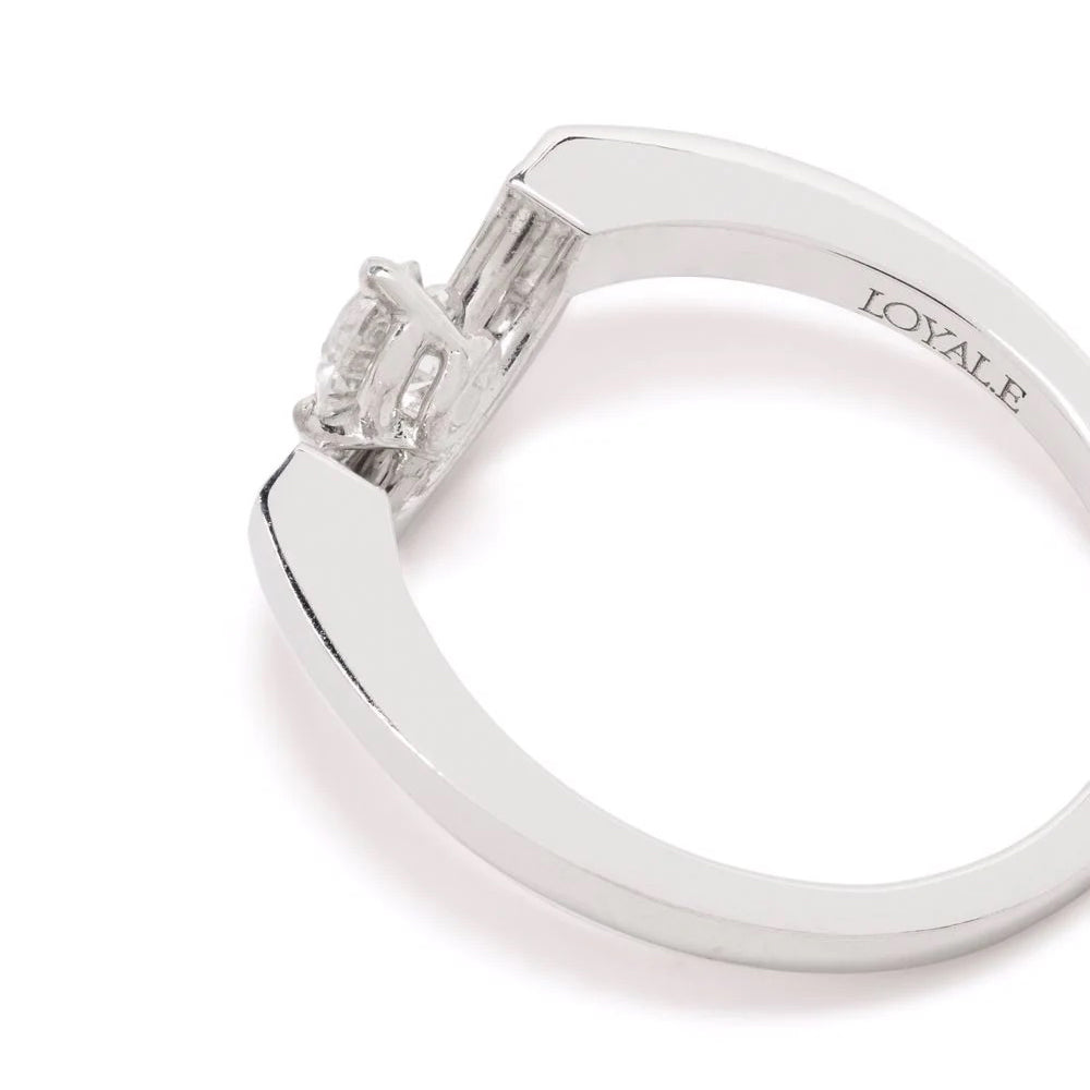 Bague Intrépide petit arc 0.25ct pavée - Or blanc 18k - diamant éthique - Loyale Paris