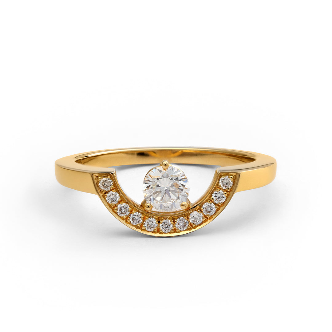 Bague Intrépide petit arc 0.25ct pavée - Or jaune 18k - diamant éthique - Loyale Paris