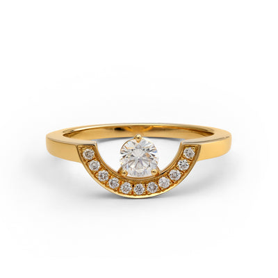 Bague Intrépide petit arc 0.25ct pavée - Or jaune 18k - diamant éthique - Loyale Paris