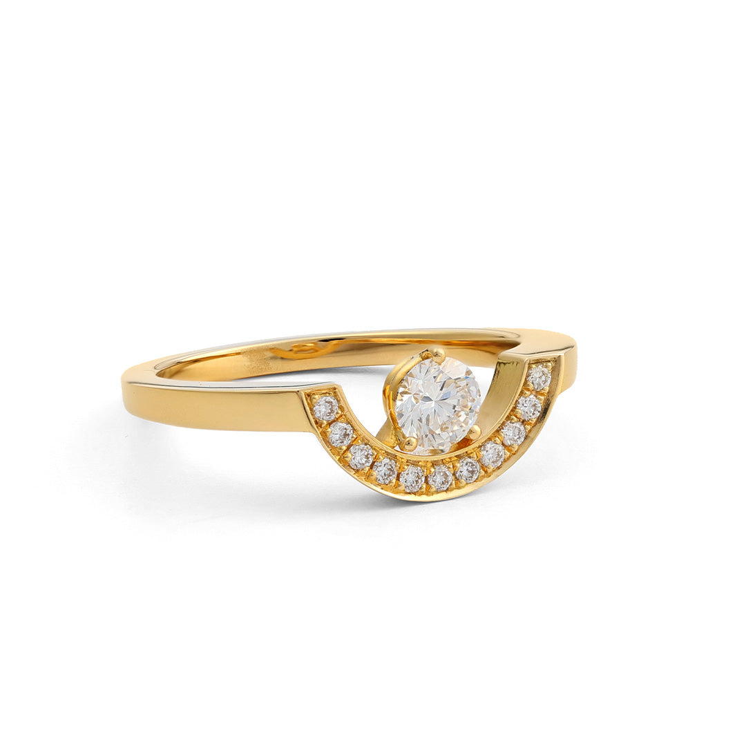 Bague Intrépide petit arc 0.25ct pavée - Or jaune 18k - diamant éthique - Loyale Paris