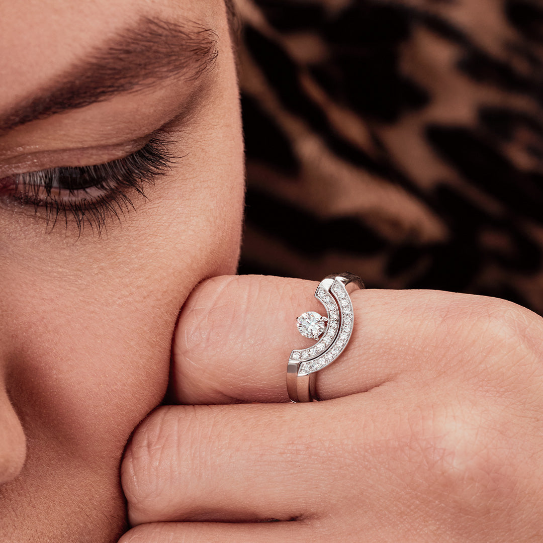 Bague Intrépide petit arc 0.25ct pavée - Or rose 18k - diamant éthique - Loyale Paris