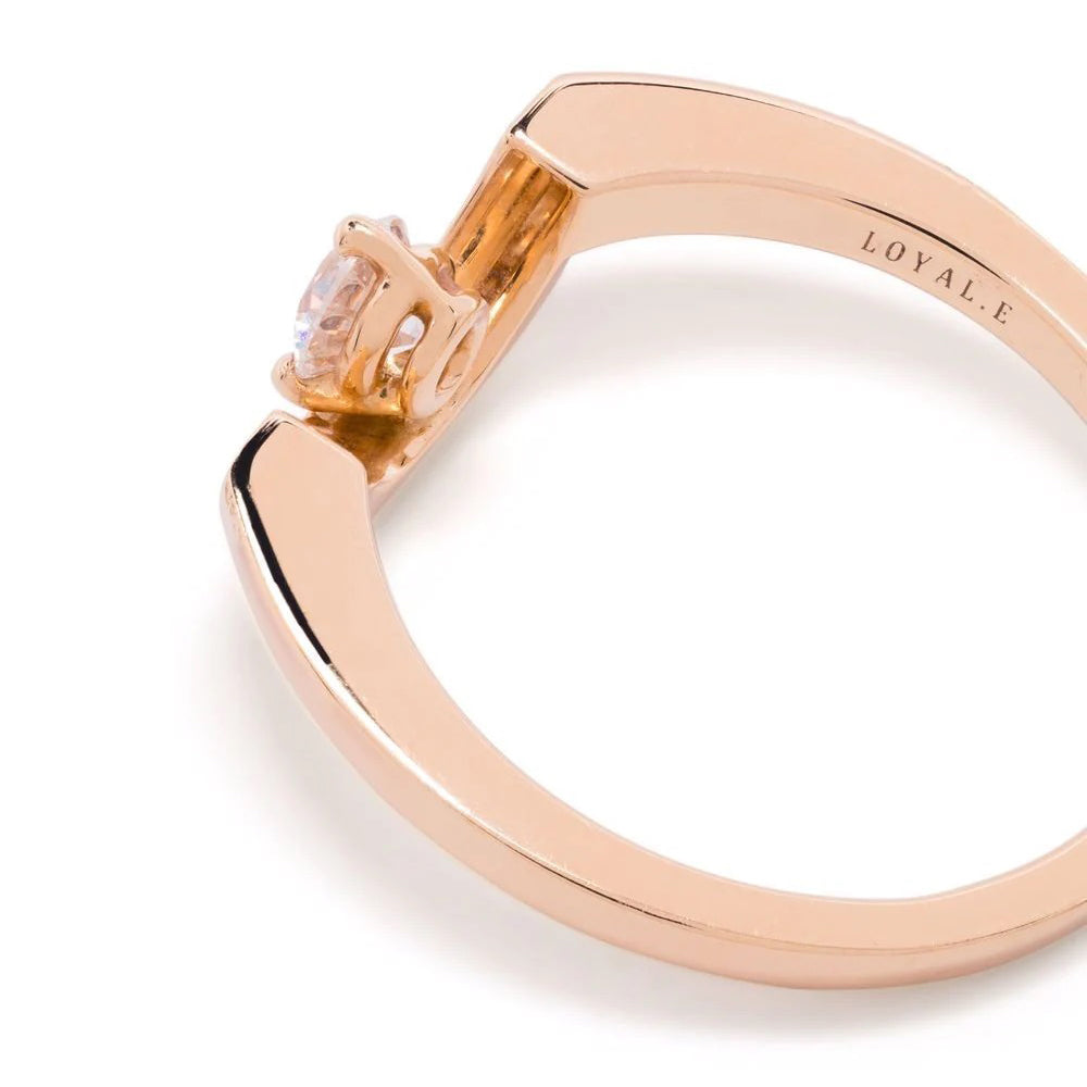 Bague Intrépide petit arc 0.25ct pavée - Or rose 18k - diamant éthique - Loyale Paris