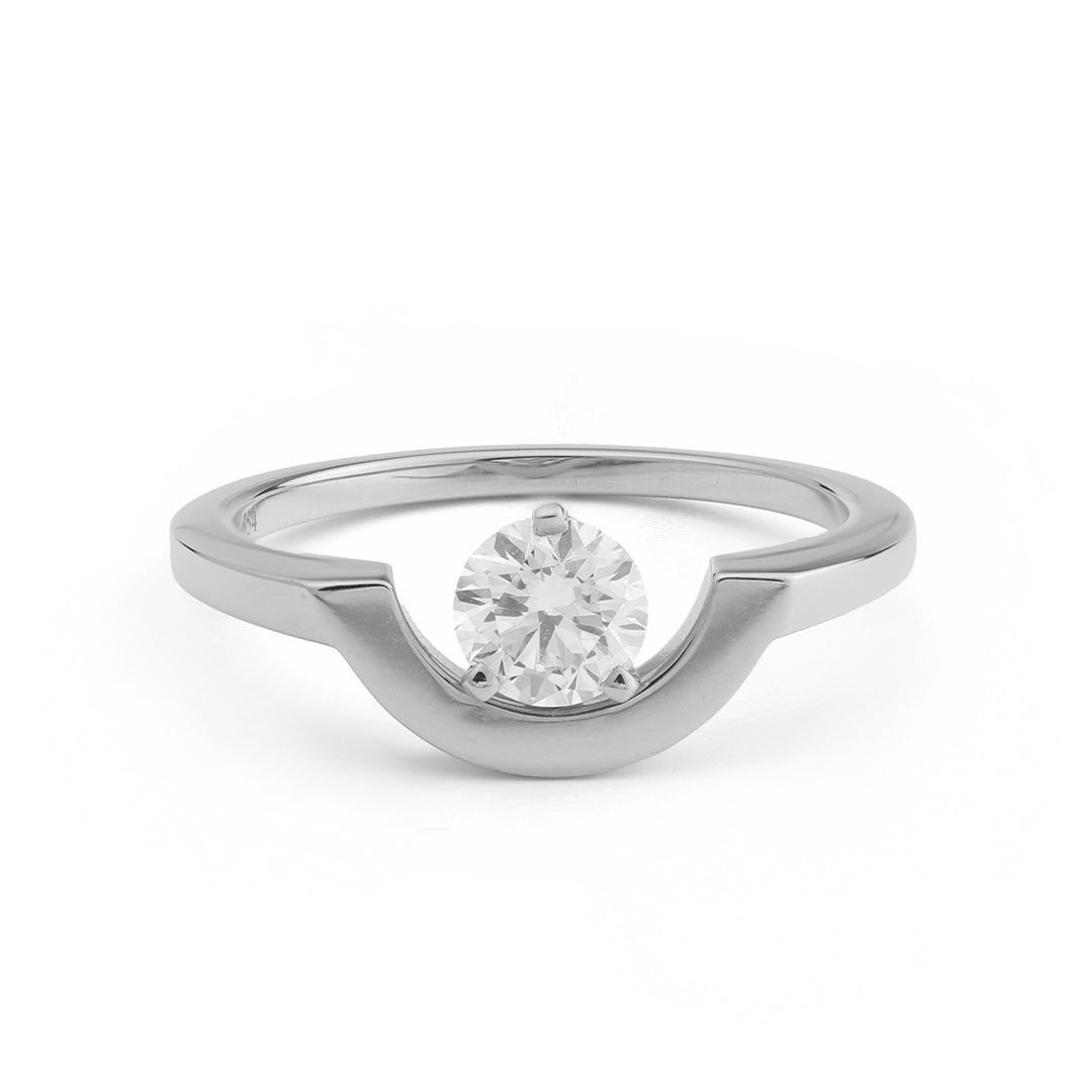 Bague Intrépide petit arc 0.5ct - Or blanc 18k - diamant éthique - Loyale Paris