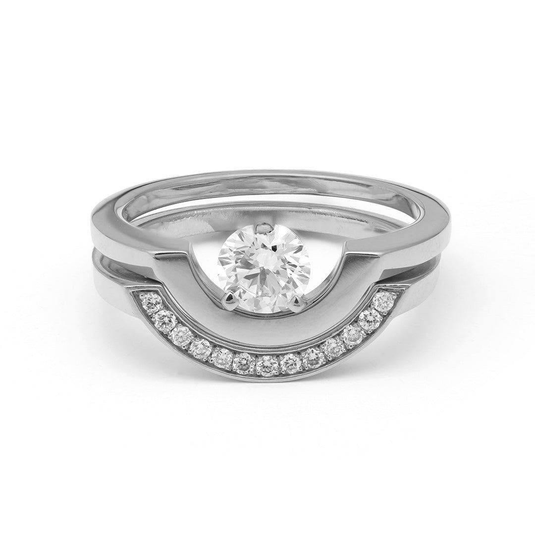 Bague Intrépide petit arc 0.5ct - Or blanc 18k - diamant éthique - Loyale Paris