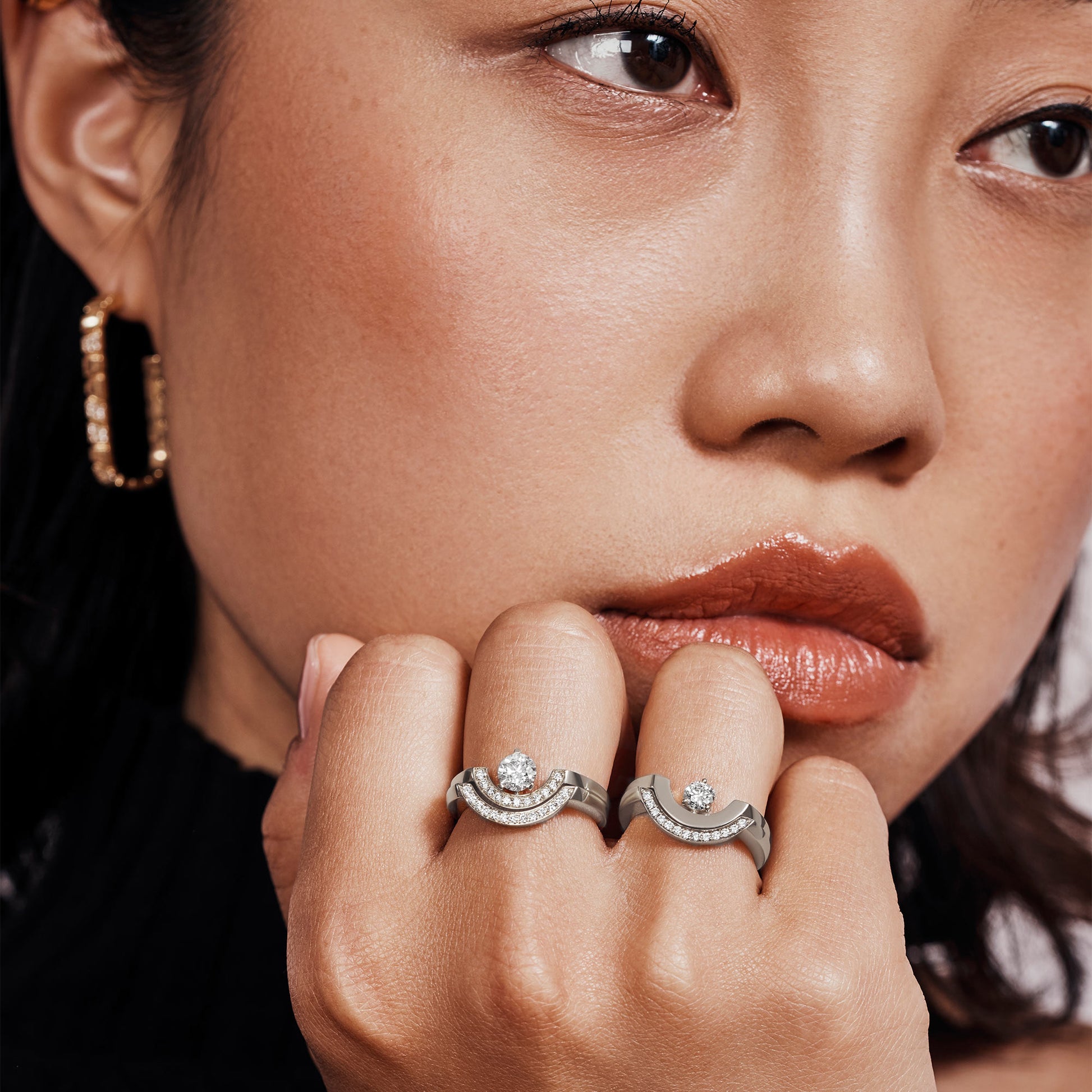 Bague Intrépide petit arc 0.5ct - Or blanc 18k - diamant éthique - Loyale Paris