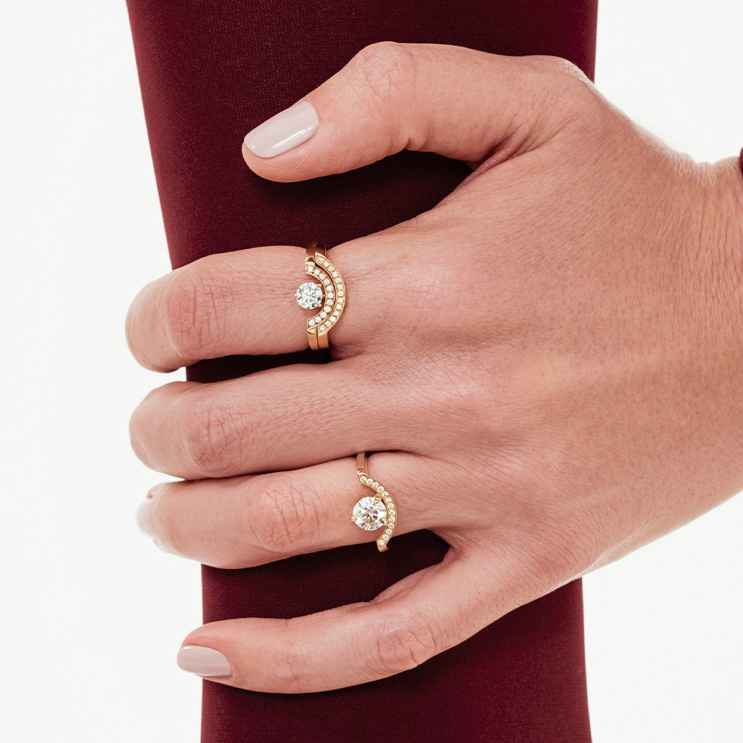 Bague Intrépide petit arc 0.5ct - Or rose 18k - diamant éthique - Loyale Paris